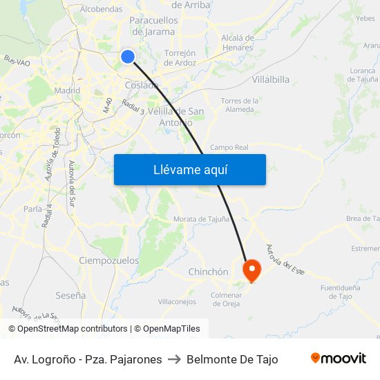 Av. Logroño - Pza. Pajarones to Belmonte De Tajo map
