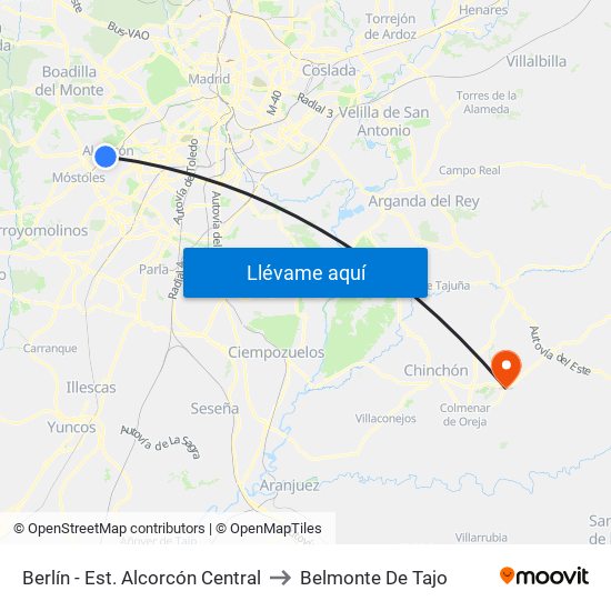 Berlín - Est. Alcorcón Central to Belmonte De Tajo map