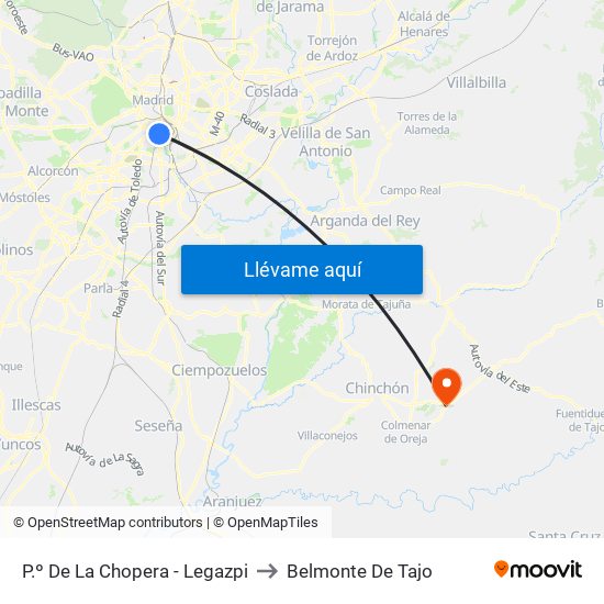 P.º De La Chopera - Legazpi to Belmonte De Tajo map