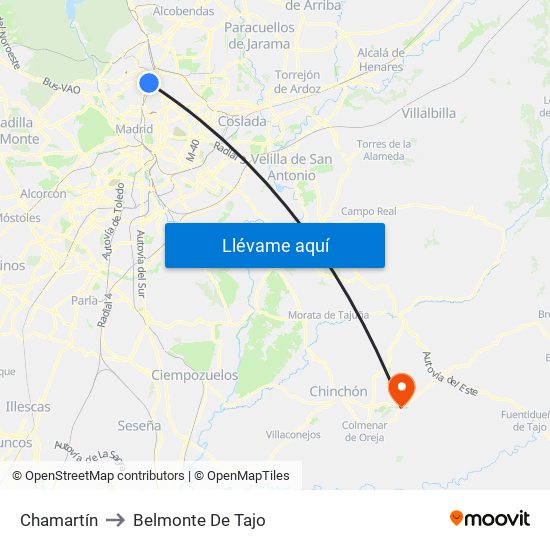 Chamartín to Belmonte De Tajo map