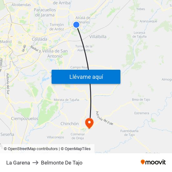La Garena to Belmonte De Tajo map