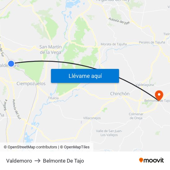 Valdemoro to Belmonte De Tajo map