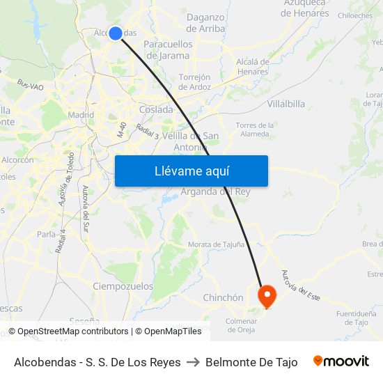 Alcobendas - S. S. De Los Reyes to Belmonte De Tajo map