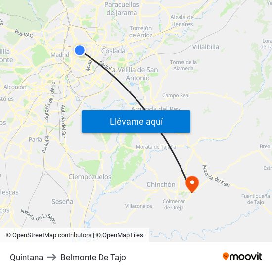 Quintana to Belmonte De Tajo map