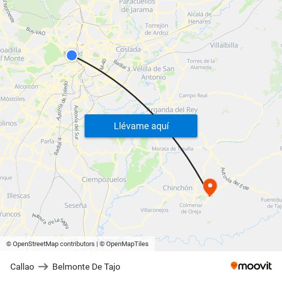 Callao to Belmonte De Tajo map