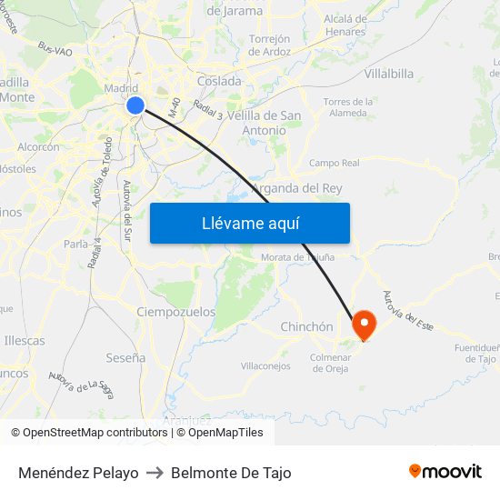Menéndez Pelayo to Belmonte De Tajo map