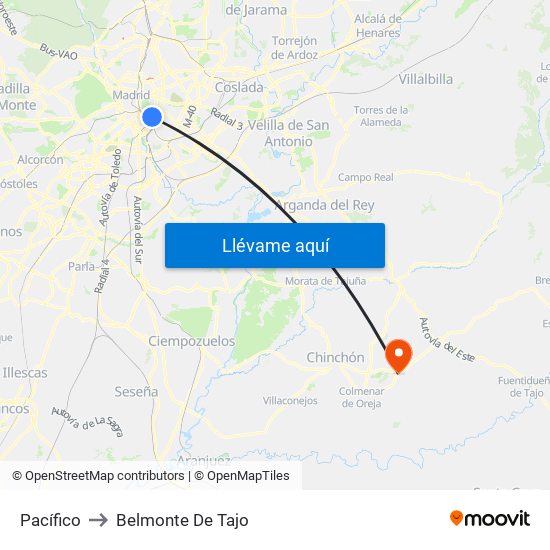 Pacífico to Belmonte De Tajo map