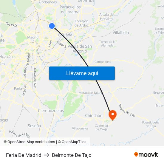 Feria De Madrid to Belmonte De Tajo map