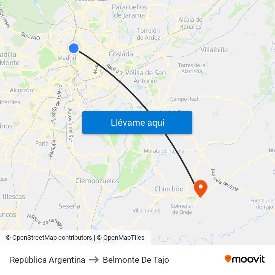 República Argentina to Belmonte De Tajo map