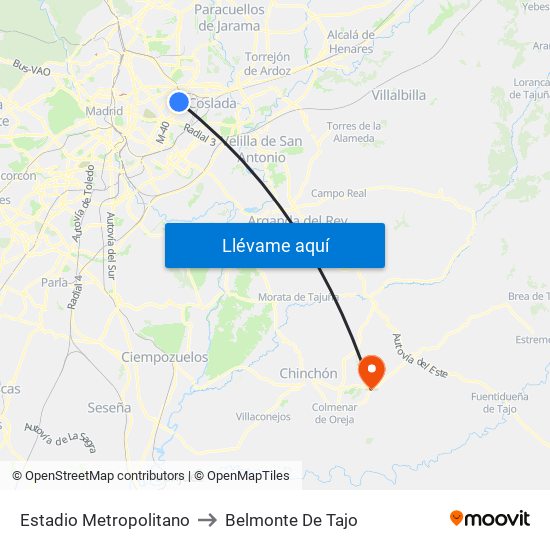 Estadio Metropolitano to Belmonte De Tajo map