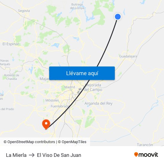 La Mierla to El Viso De San Juan map