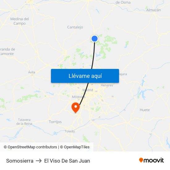 Somosierra to El Viso De San Juan map
