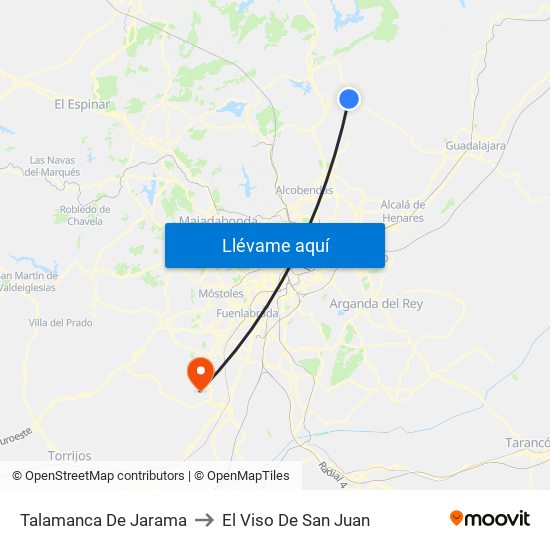 Talamanca De Jarama to El Viso De San Juan map