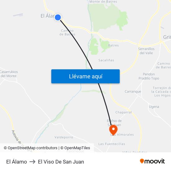 El Álamo to El Viso De San Juan map