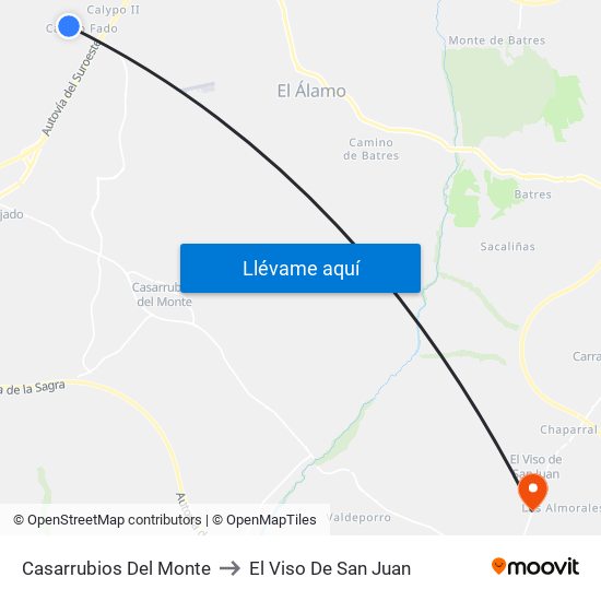 Casarrubios Del Monte to El Viso De San Juan map