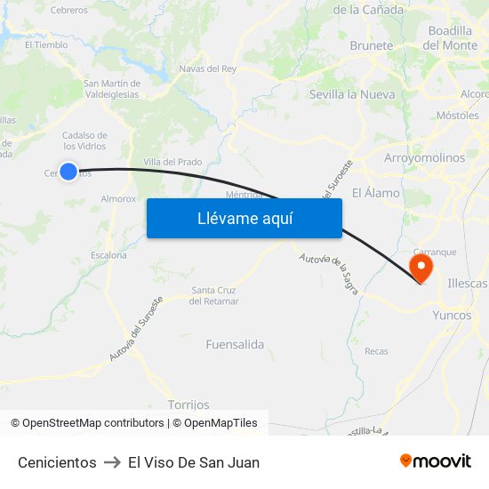 Cenicientos to El Viso De San Juan map