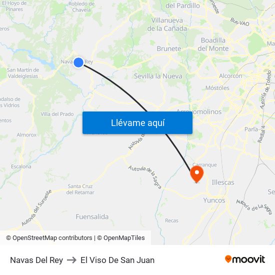 Navas Del Rey to El Viso De San Juan map