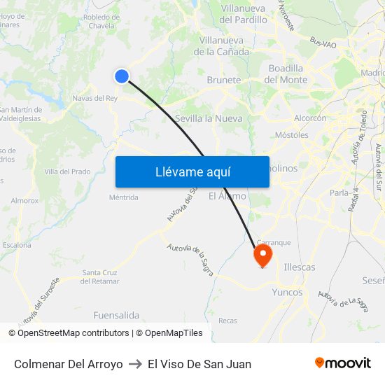 Colmenar Del Arroyo to El Viso De San Juan map