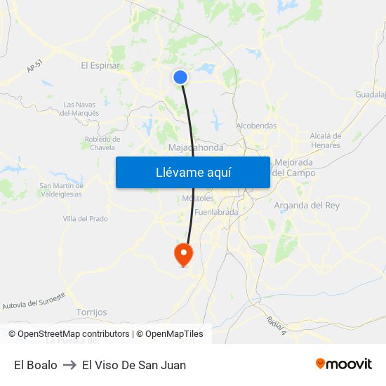 El Boalo to El Viso De San Juan map
