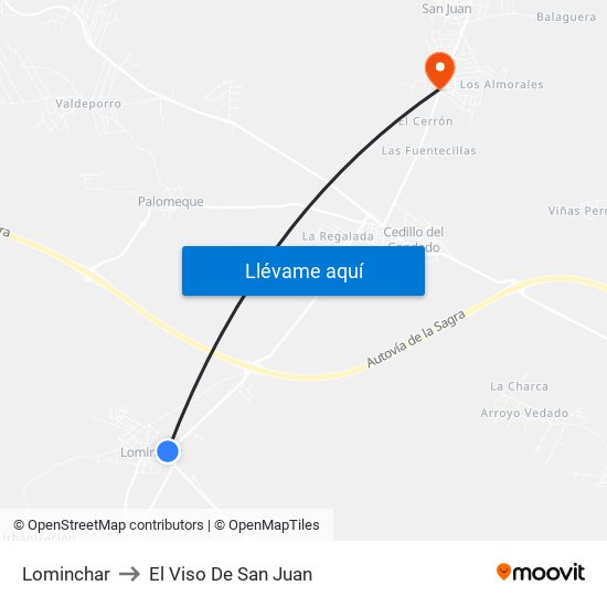 Lominchar to El Viso De San Juan map