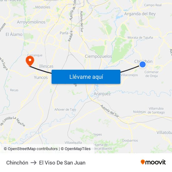 Chinchón to El Viso De San Juan map