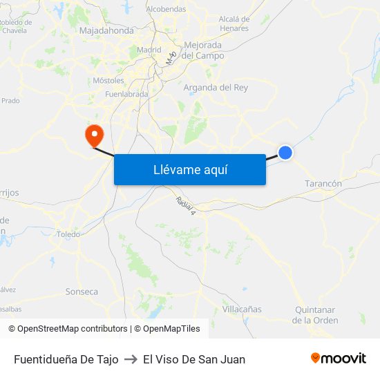 Fuentidueña De Tajo to El Viso De San Juan map