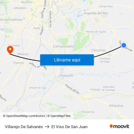 Villarejo De Salvanés to El Viso De San Juan map