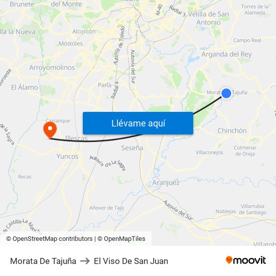 Morata De Tajuña to El Viso De San Juan map
