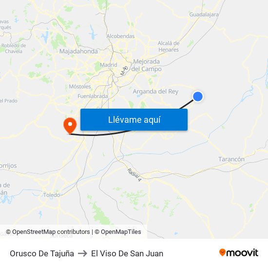 Orusco De Tajuña to El Viso De San Juan map