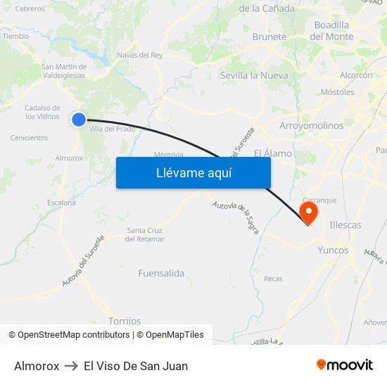 Almorox to El Viso De San Juan map