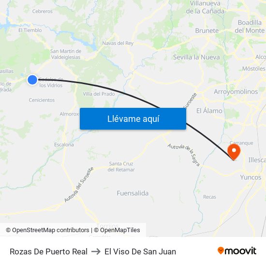 Rozas De Puerto Real to El Viso De San Juan map