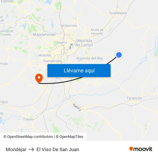 Mondéjar to El Viso De San Juan map