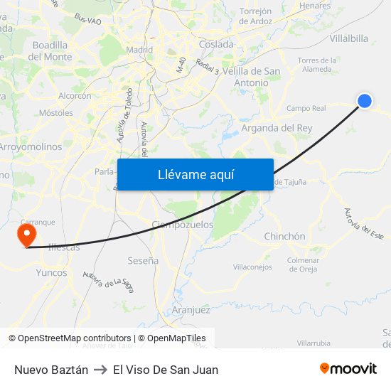 Nuevo Baztán to El Viso De San Juan map