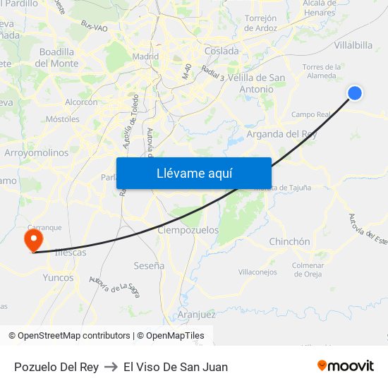 Pozuelo Del Rey to El Viso De San Juan map