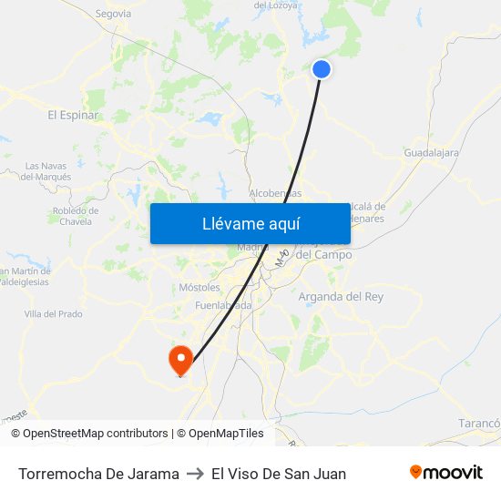 Torremocha De Jarama to El Viso De San Juan map