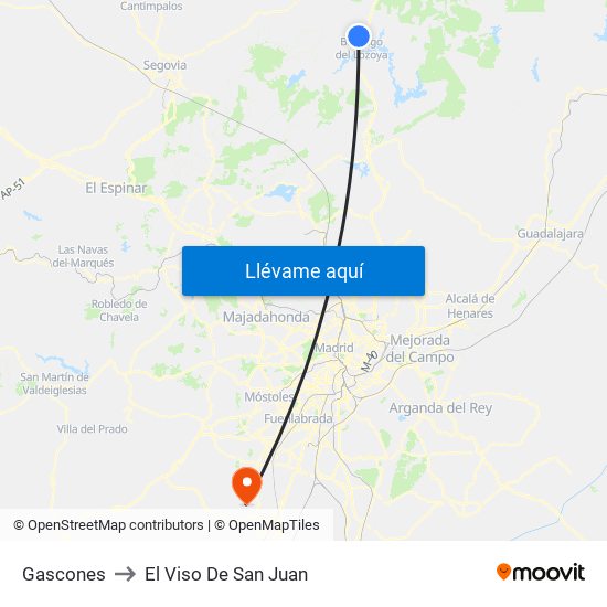 Gascones to El Viso De San Juan map