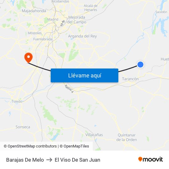 Barajas De Melo to El Viso De San Juan map