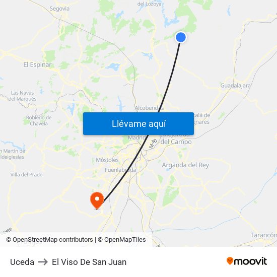Uceda to El Viso De San Juan map