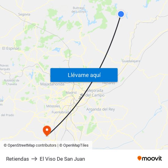 Retiendas to El Viso De San Juan map