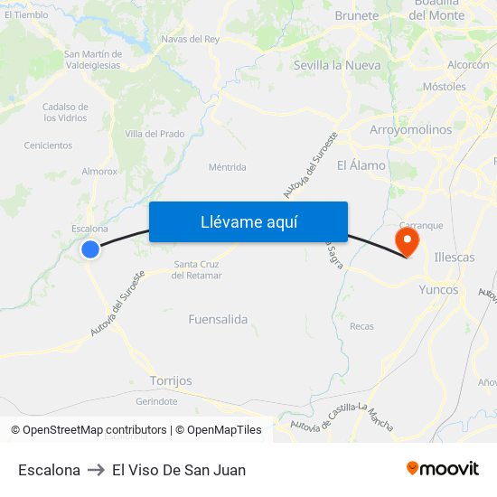 Escalona to El Viso De San Juan map
