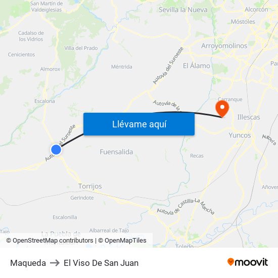 Maqueda to El Viso De San Juan map