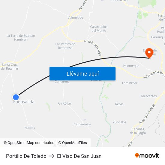 Portillo De Toledo to El Viso De San Juan map