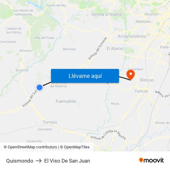 Quismondo to El Viso De San Juan map