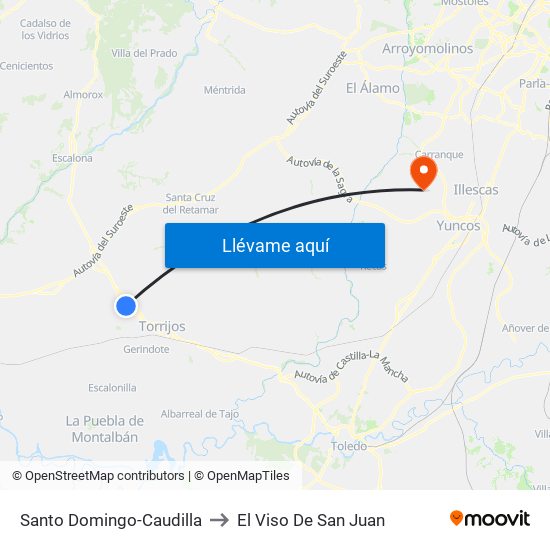 Santo Domingo-Caudilla to El Viso De San Juan map