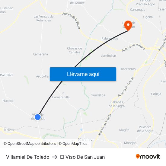 Villamiel De Toledo to El Viso De San Juan map