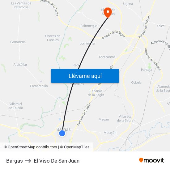 Bargas to El Viso De San Juan map