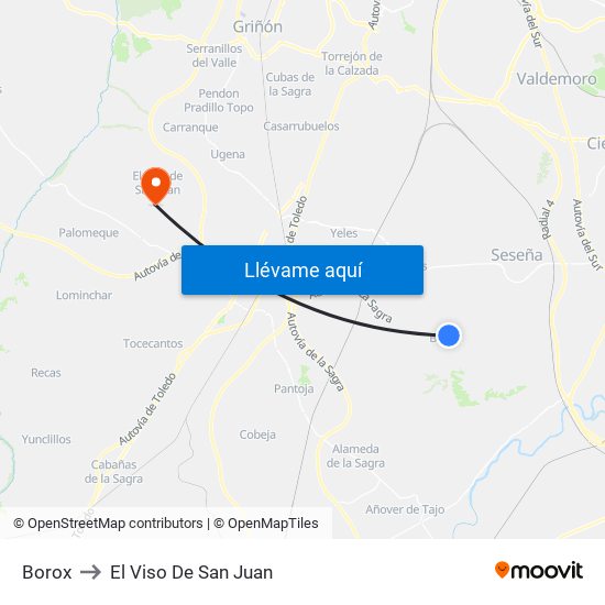 Borox to El Viso De San Juan map