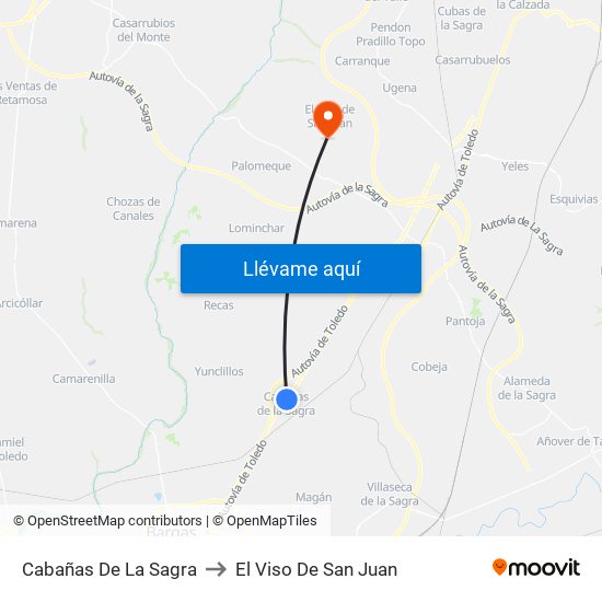 Cabañas De La Sagra to El Viso De San Juan map