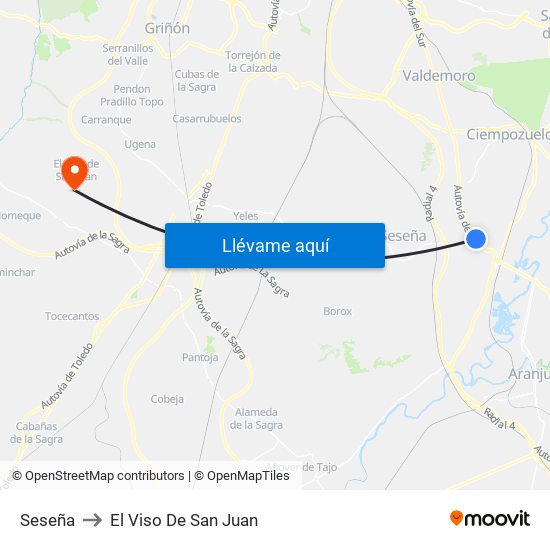 Seseña to El Viso De San Juan map