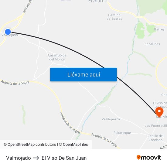Valmojado to El Viso De San Juan map